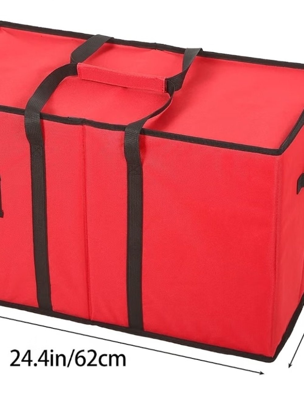 Red Fabric Storage Organizer Tote with Exterior Pockets - Picture 5 of 9